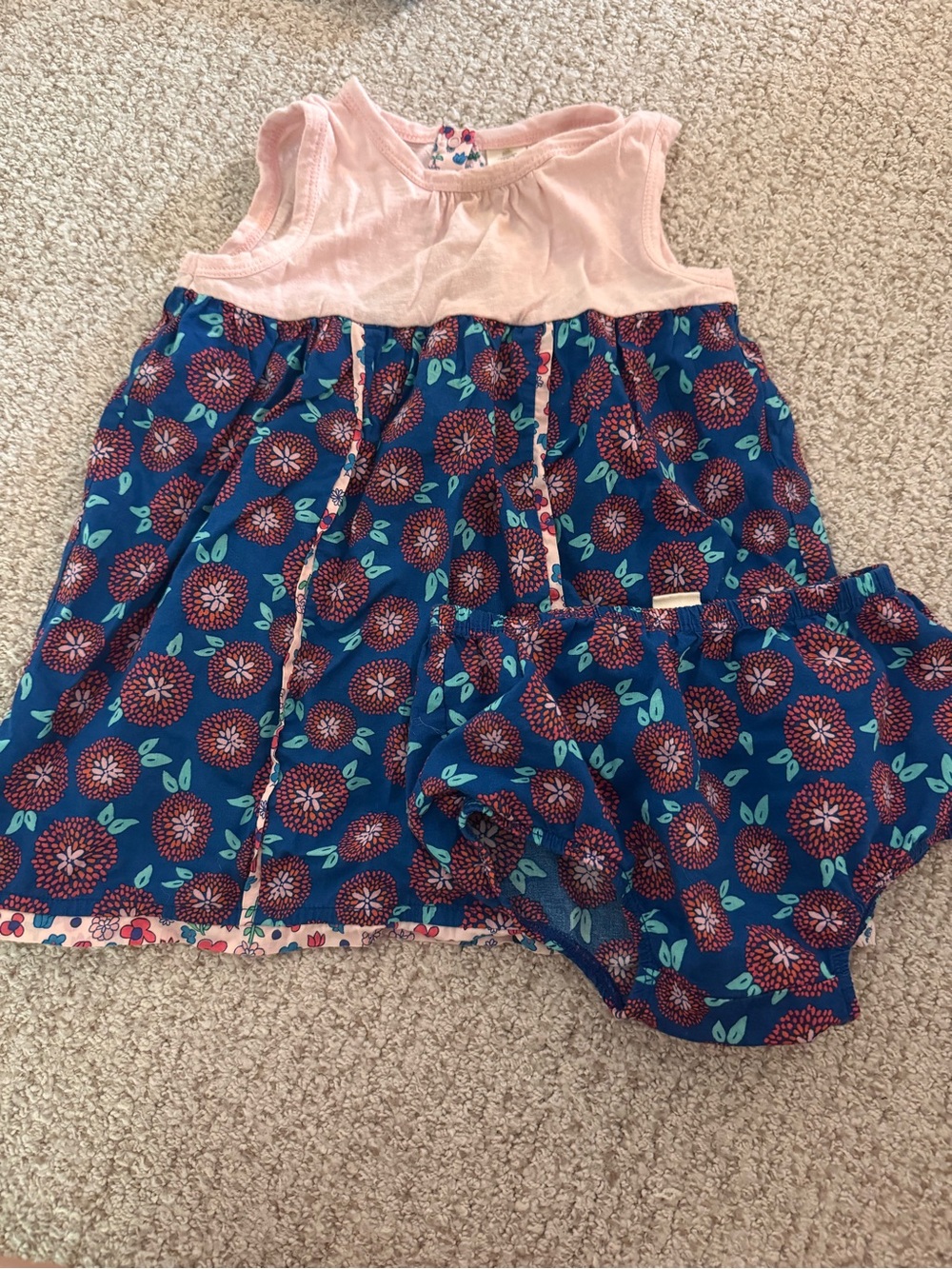Tucker + Tate Pink and Navy Floral Baby Dress with Bloomers